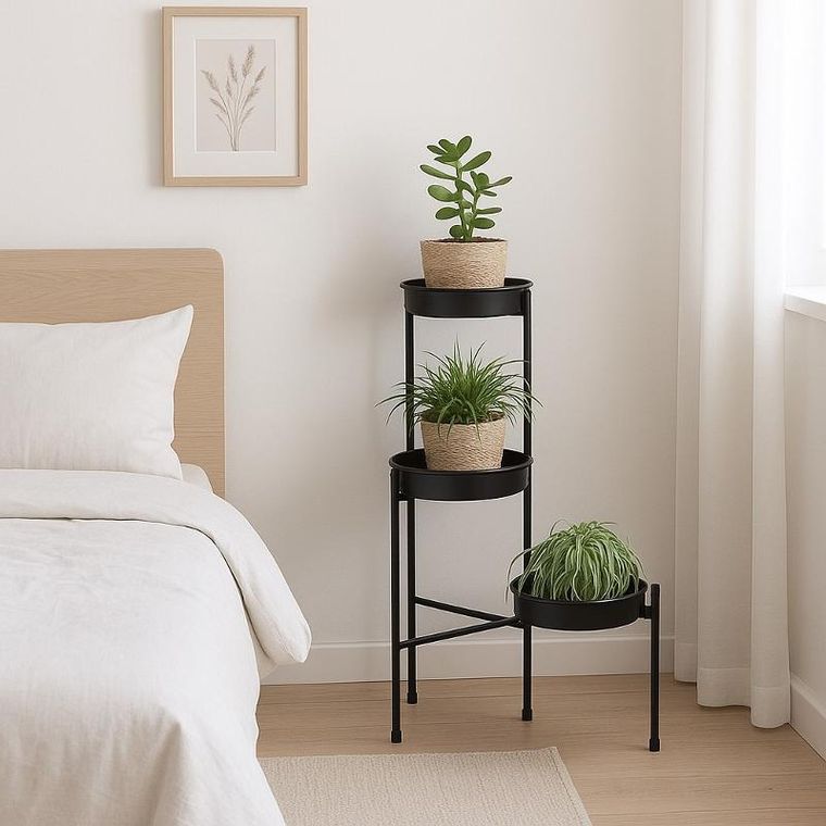 Trends4You, Bogi, kwietnik loftowy na 3 doniczki, czarny, 61,5 cm