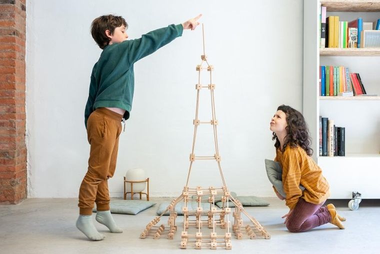 Trigonos, Mini Trigonos XL, drewniane klocki konstrukcyjne, 550 elementów