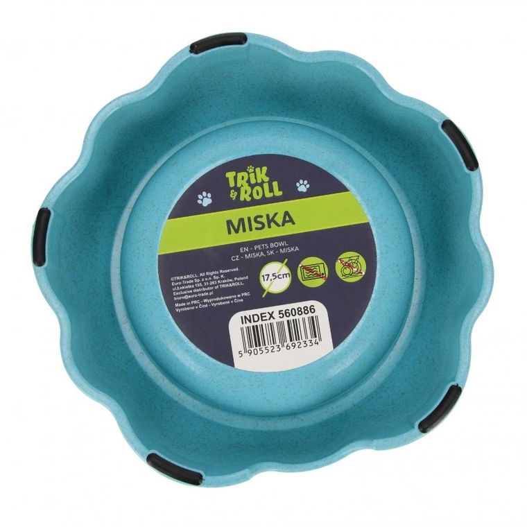 Trik&Roll, miska dla zwierząt, niebieska, 17,5 cm