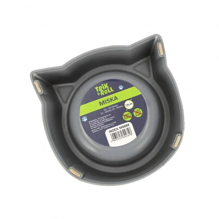 Trik&Roll, miska dla zwierząt, szara, 13 cm