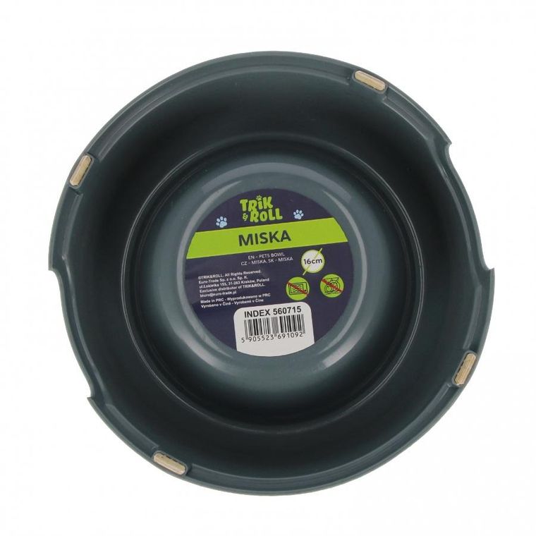 Trik&Roll, miska dla zwierząt, szara, 16 cm