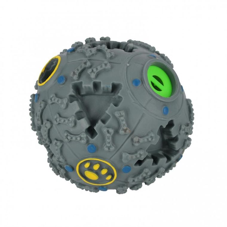 Trik&Roll, piłka dla psa z dźwiękiem na przysmaki, popielata, 9 cm