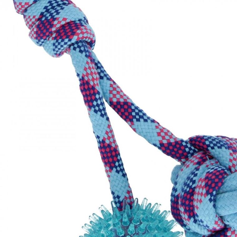 Trik&Roll, zabawka dla psa, szarpak z piłką, 2 stronny, niebieski, 34 cm