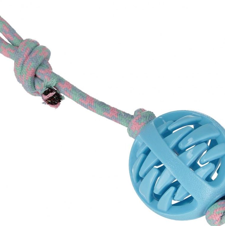 Trik&Roll, zabawka dla psa, szarpak z piłką, niebieski, 40 cm