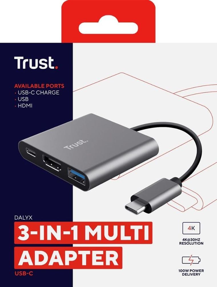 Trust, Dalyx, adapter, USB-C, 3w1