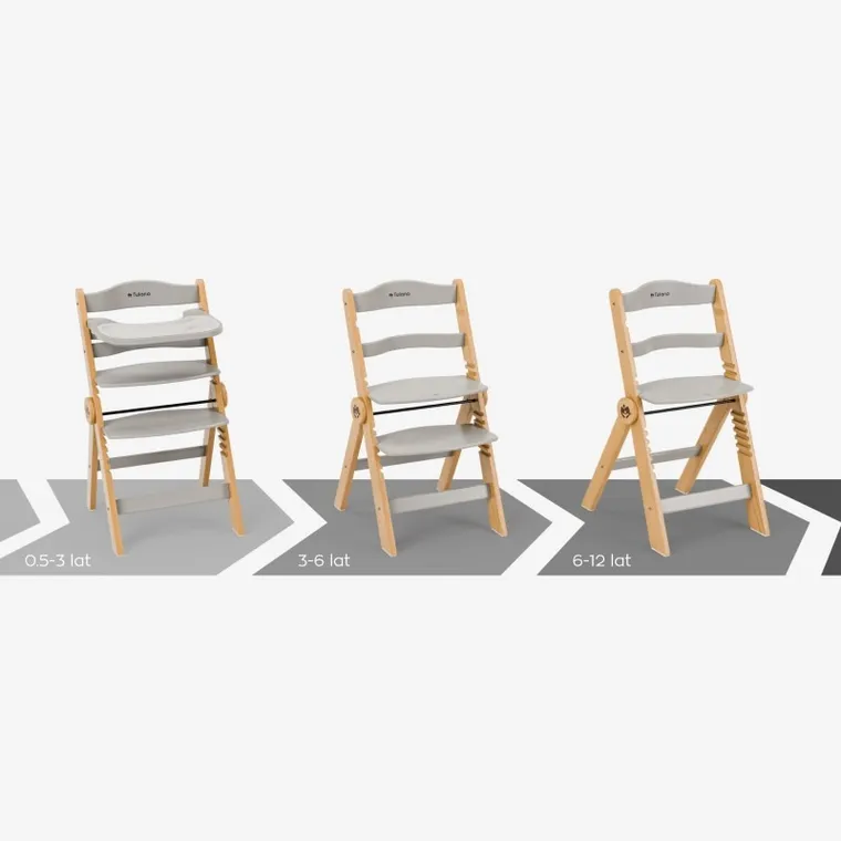 Tulano, Morsel 45, krzesełko do karmienia drewniane, natural-grey