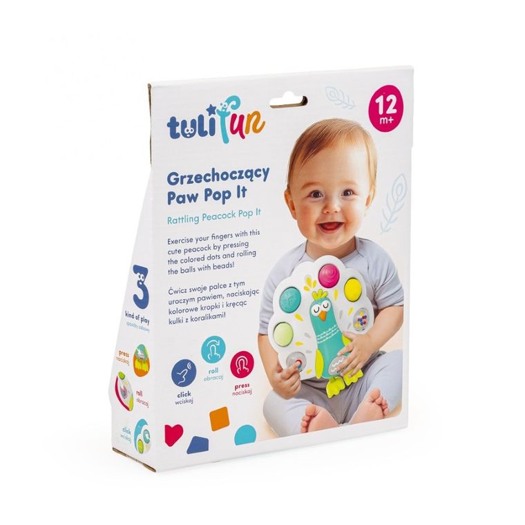 TuliFun, Grzechoczący Paw Pop it, zabawka sensoryczna