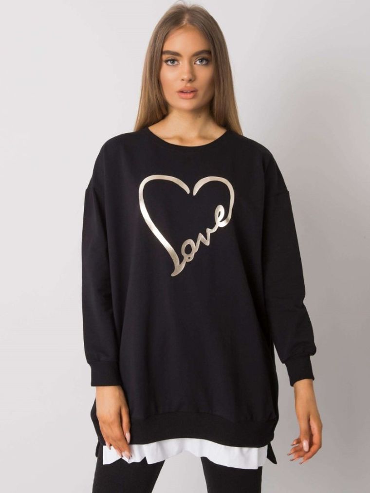 Tunika damska z długim rękawem, czarna, Rue Paris