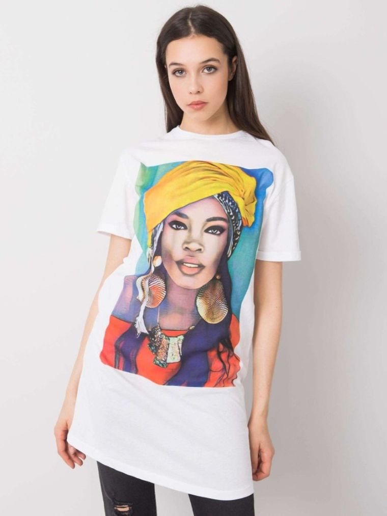 Tunika damska z krótkim rękawem, biała, Sublevel