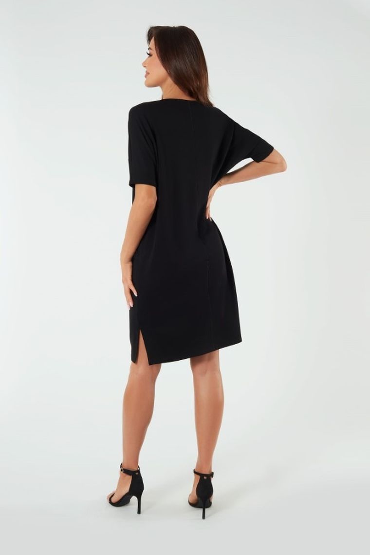 Tunika damska z krótkim rękawem, czarna, Soler, Italian Fashion