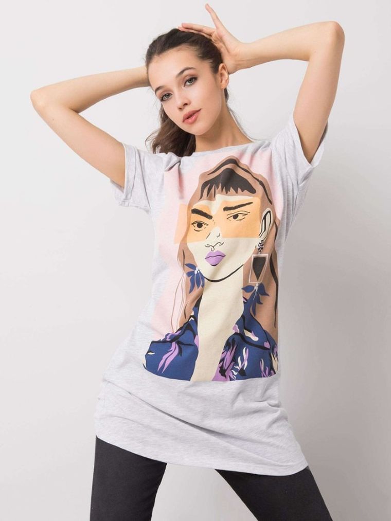 Tunika damska z krótkim rękawem, szara, Sublevel