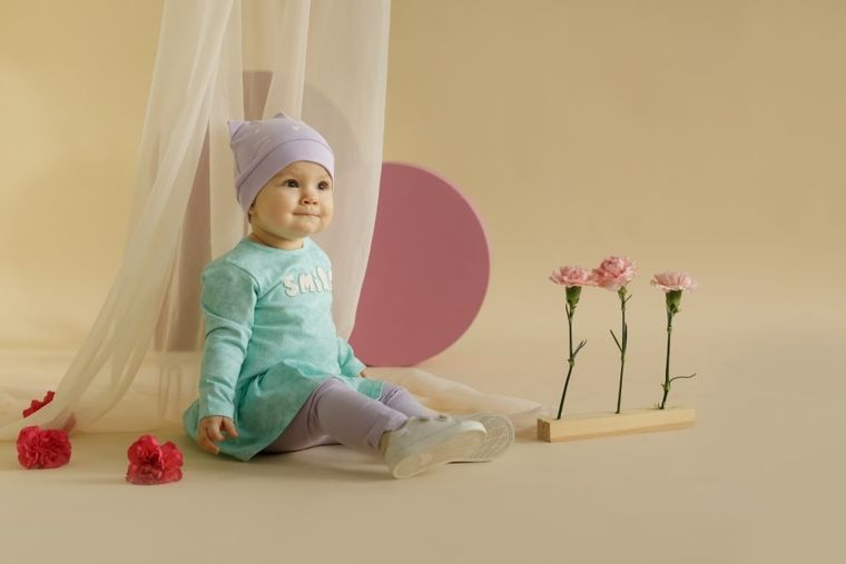 Tunika dziewczęca z długim rękawem, miętowa, Pinokio