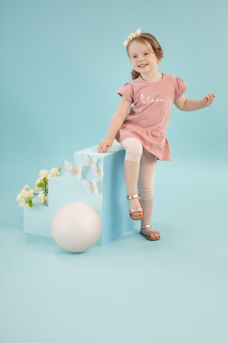 Tunika dziewczęca z krótkim rękawem, różowa, Bloom, Pinokio