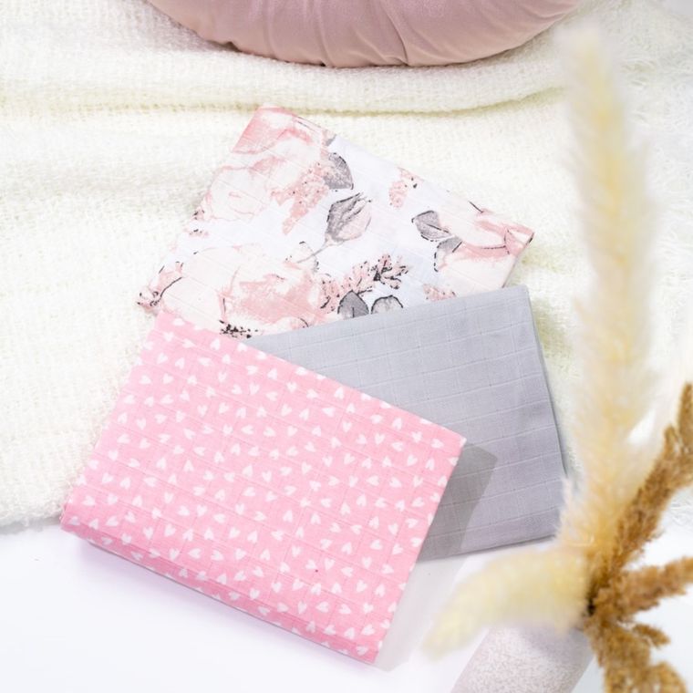 Tup Tup, Premium, pieluszka muślinowa, otulacz, 60-80 cm, 100% bawełna, druk, 3 szt.