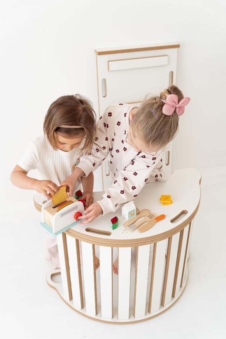 tupti.wood, 3w1: mały bujak montessori + mała zjeżdżalnia, drabinka + blat