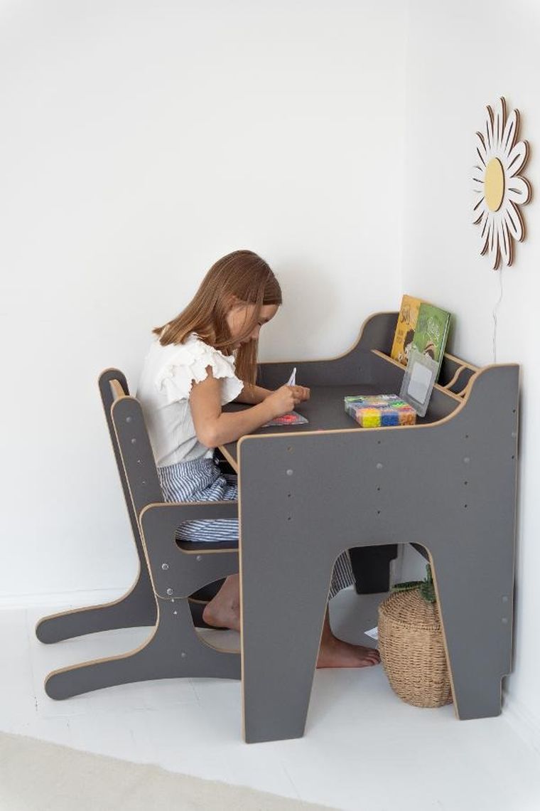 tupti.wood, biurko regulowane, szare