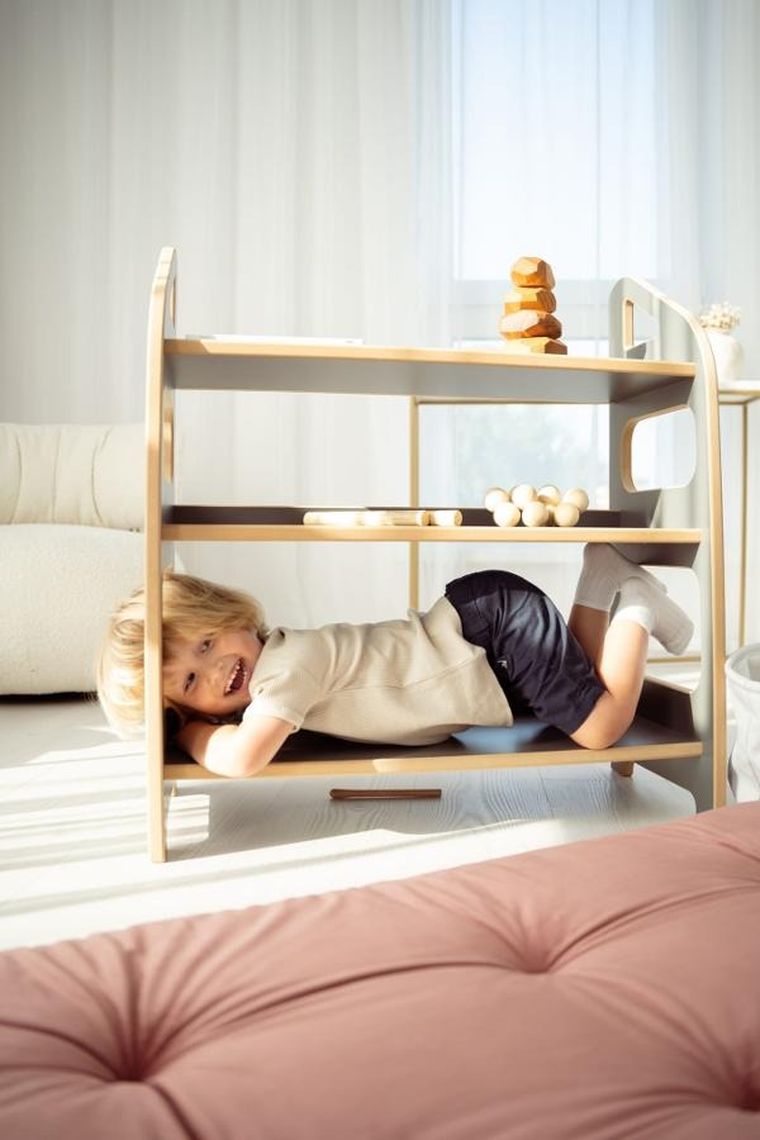 tupti.wood, maxi regał montessori, szary