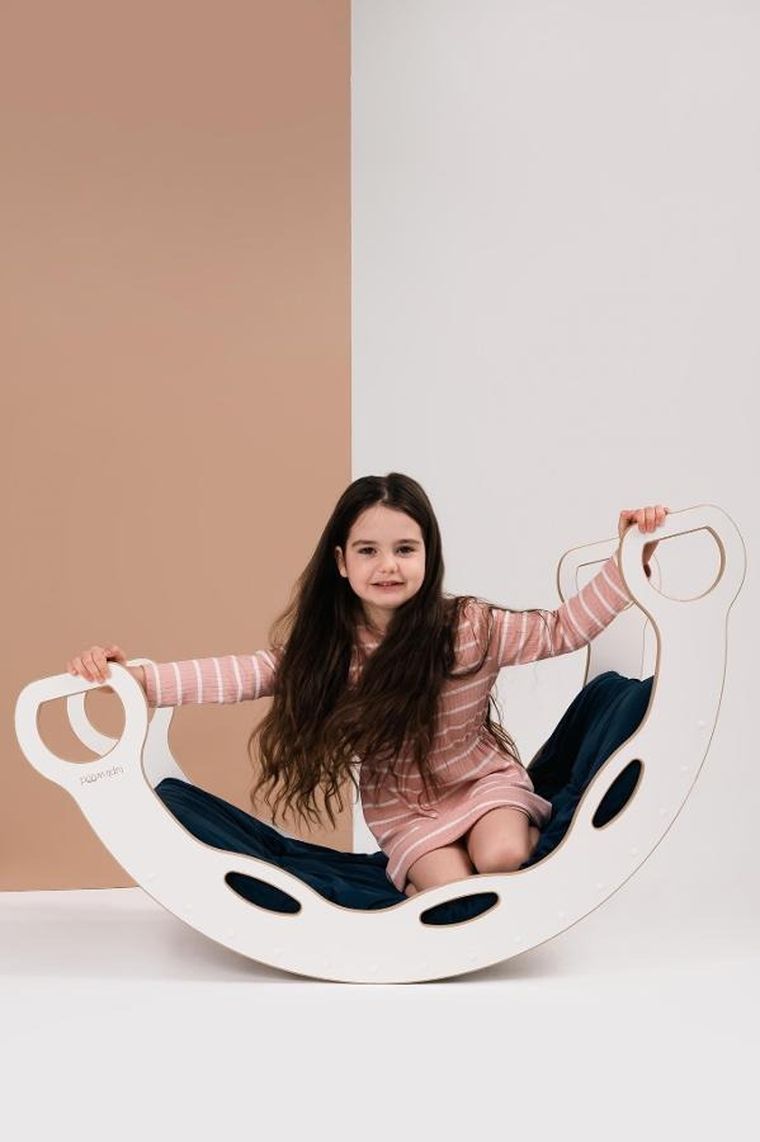 tupti.wood, poduszka do bujaka montessori, materac, granatowy