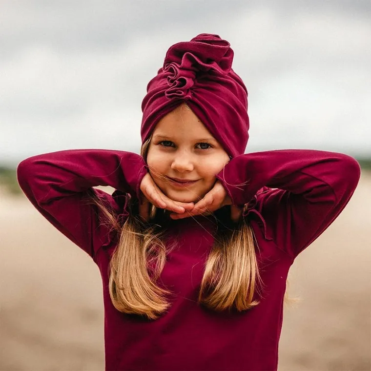 Turban dziewczęcy, bordowy, Eevi