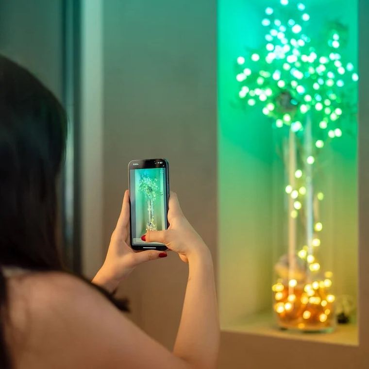 Twinkly, lampki w kształcie pereł, RGB, 100 LED, zielony przewód, USB-C