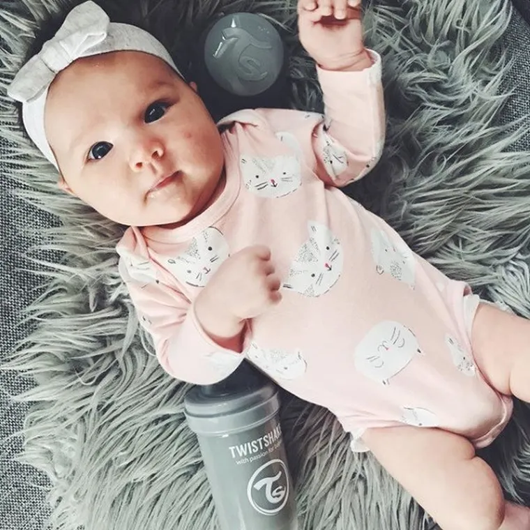 Twistshake, butelka antykolkowa, 180 ml, pastelowa szara