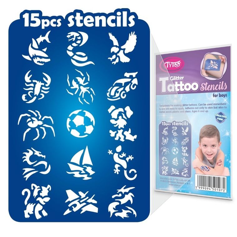 TyToo, zestaw szablonów do tatuaży, odważny, 15 elementów