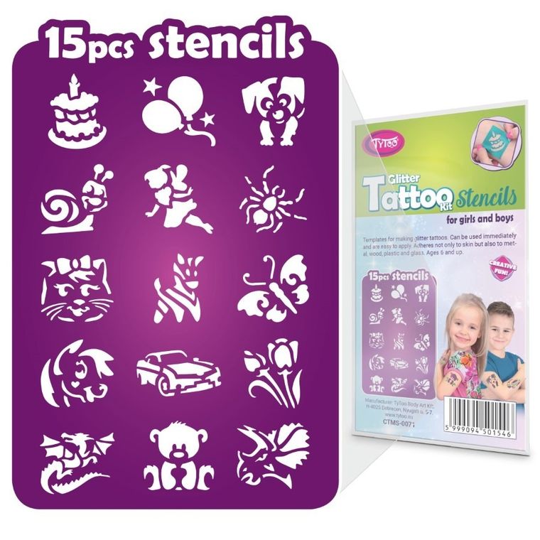 TyToo, zestaw szablonów do tatuaży, wszystkiego najlepszego, 15 elementów