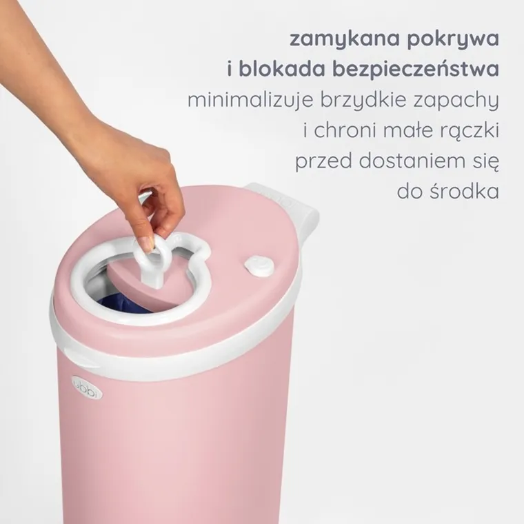 Ubbi, stalowy kosz na pieluchy, matte pink