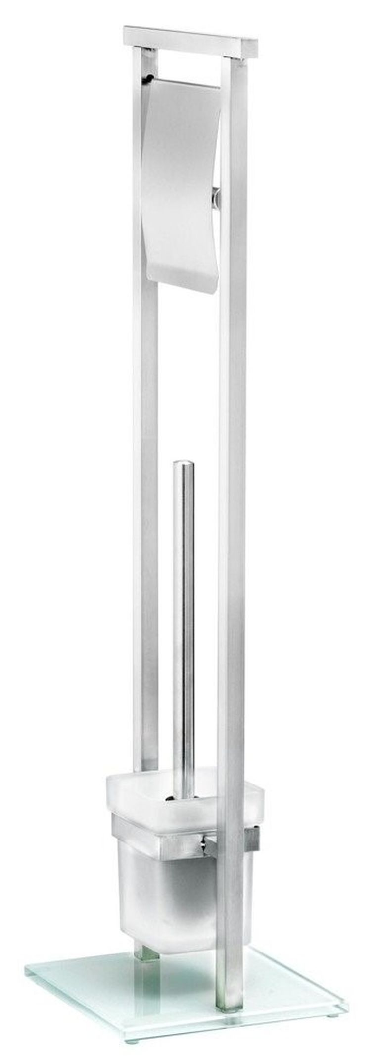 Uchwyt z osłonką na papier toaletowy i szczotka do WC, z pojemnikiem szklanym