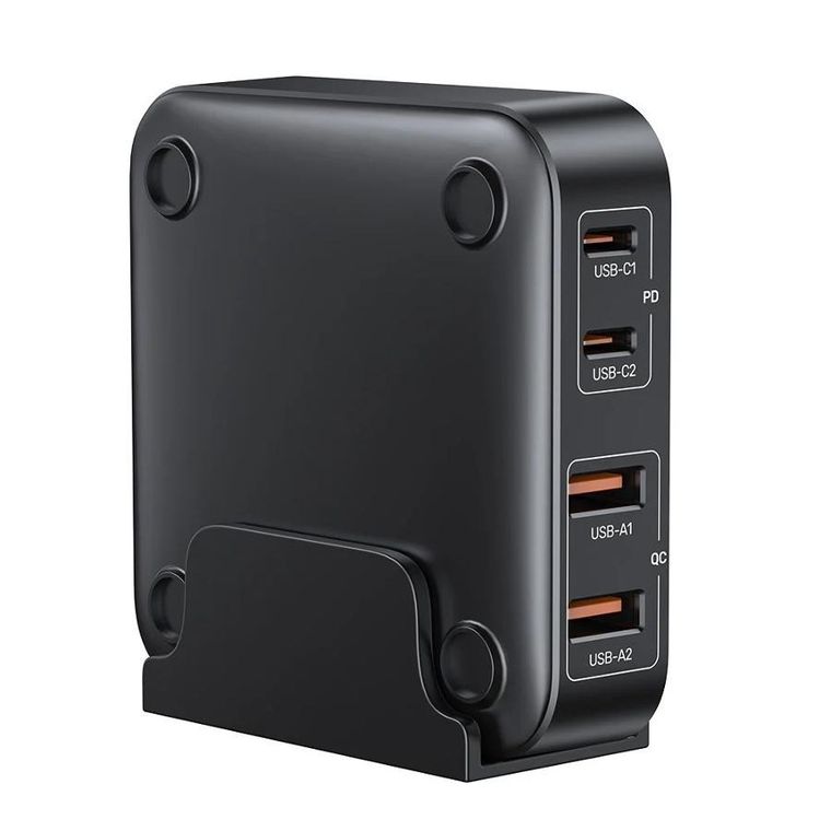 Unitek, ładowarka biurkowa, GAN 100W 2XUSB-A 2XUSB-C, czarna