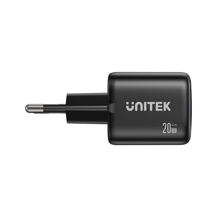 Unitek, ładowarka sieciowa, 2xGAN 20W, USB-C, USB-A, czarna