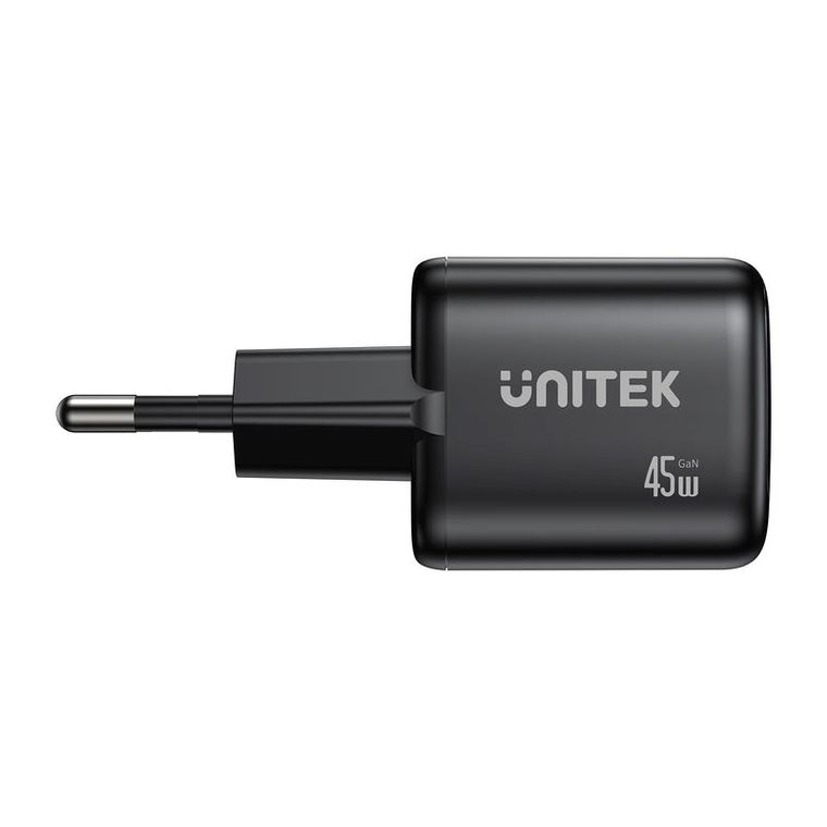 Unitek, ładowarka sieciowa, 2xGAN 45W, 2xUSB-C, PD 3.0, czarna