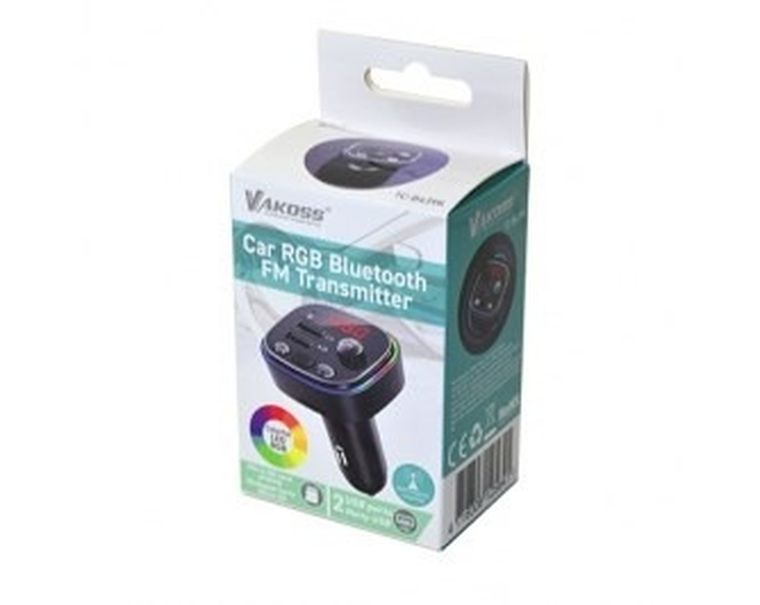 Vakoss, transmiter samochodowy, RGB/ FM/ BLUETOOTH/USB, 3.1A