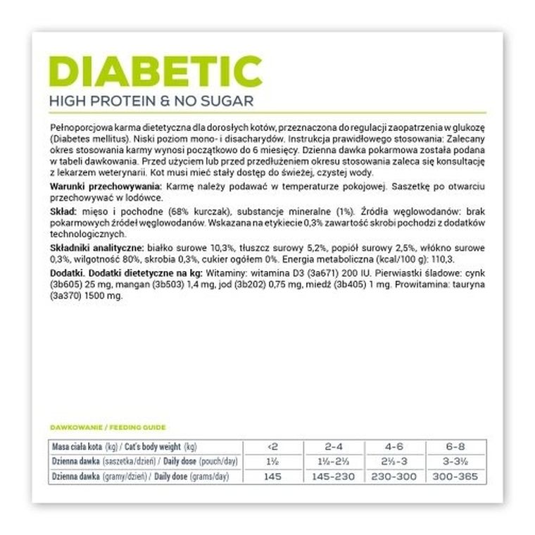 VetExpert, Veterinary Diet Diabetic Cat, 100g Pouch