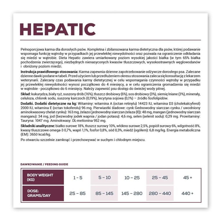 VetExpert, Veterinary Diet Hepatic dog, 2 kg