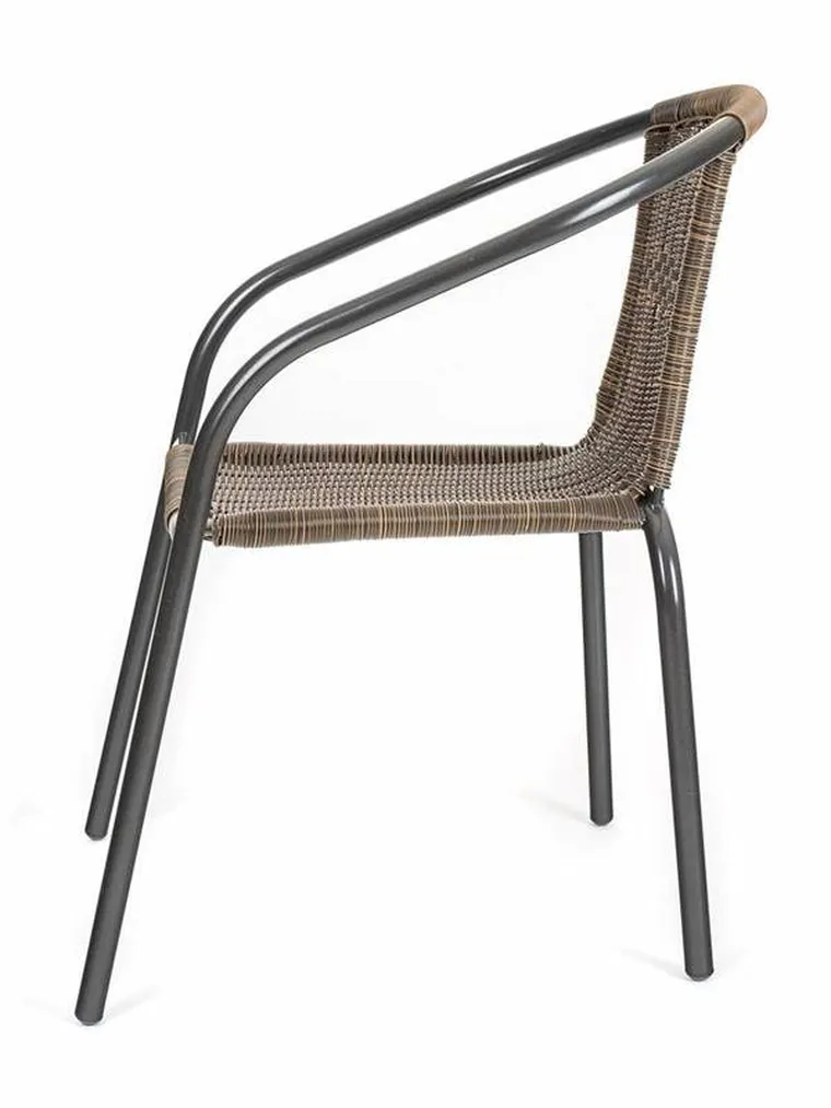 Vetro, stalowe krzesło ogrodowe balkonowe, rattan, brązowe