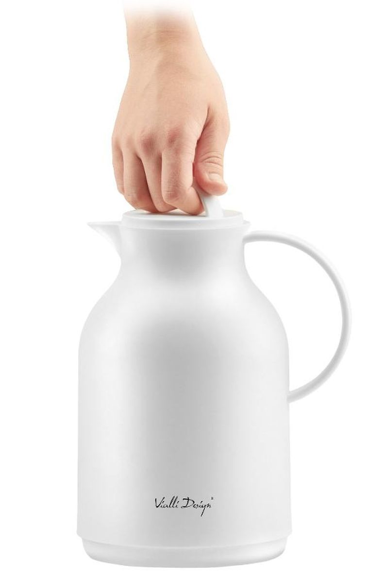 Vialli Design, Amo, termos z wkładem szklanym, biały, 1l