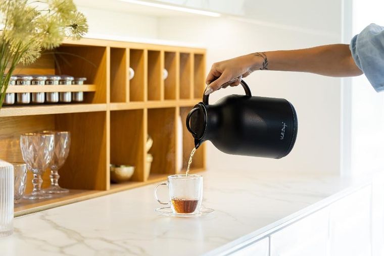 Vialli Design, Amo, termos z wkładem szklanym, czarny, 1l