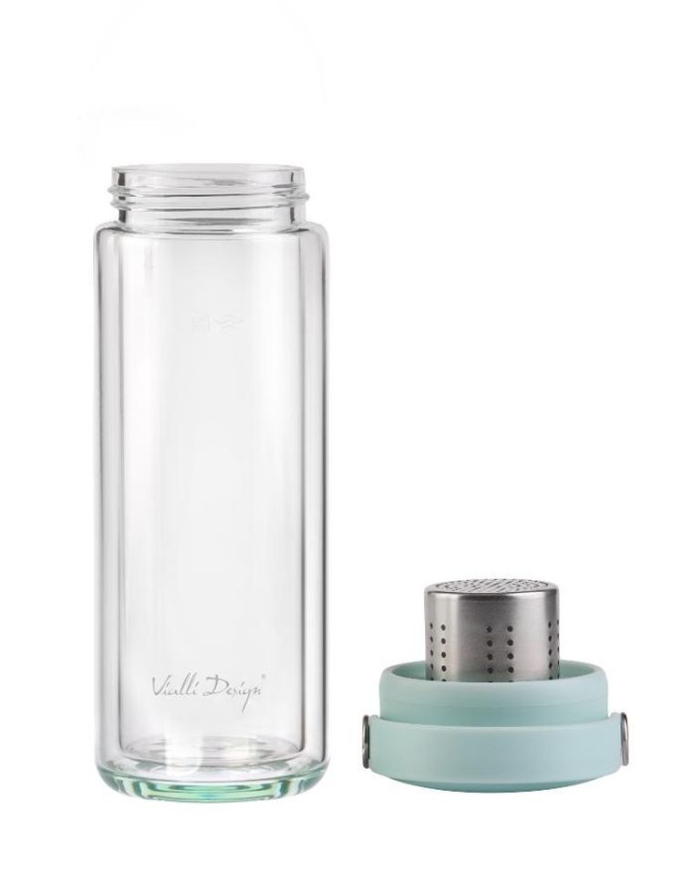 Vialli Design, Fuori, butelka z podwójną ścianką i zaparzaczem, miętowa, 350 ml