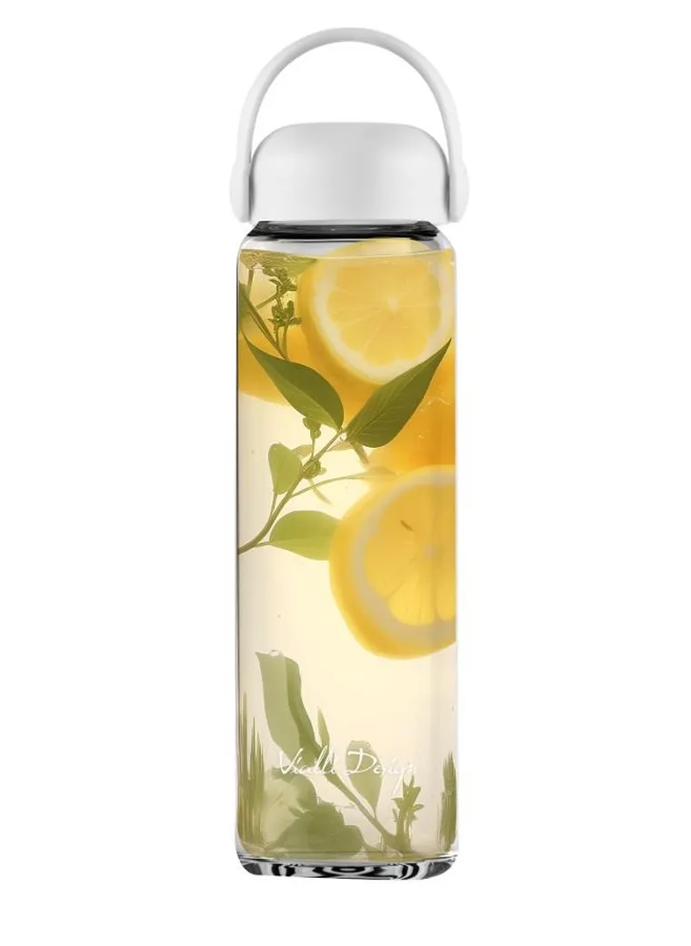 Vialli Design, Fuori, szklana butelka na wodę, biała, 540 ml