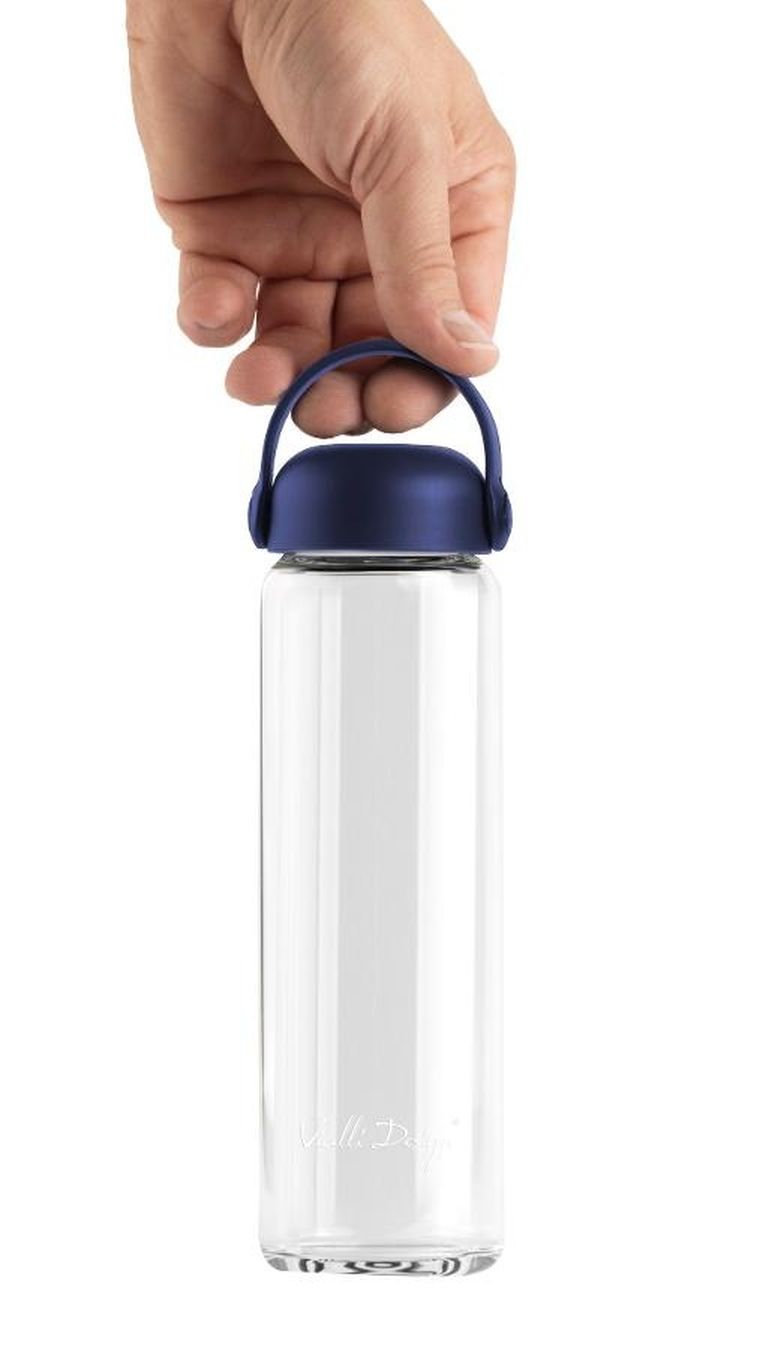 Vialli Design, Fuori, szklana butelka na wodę, granatowa, 540 ml