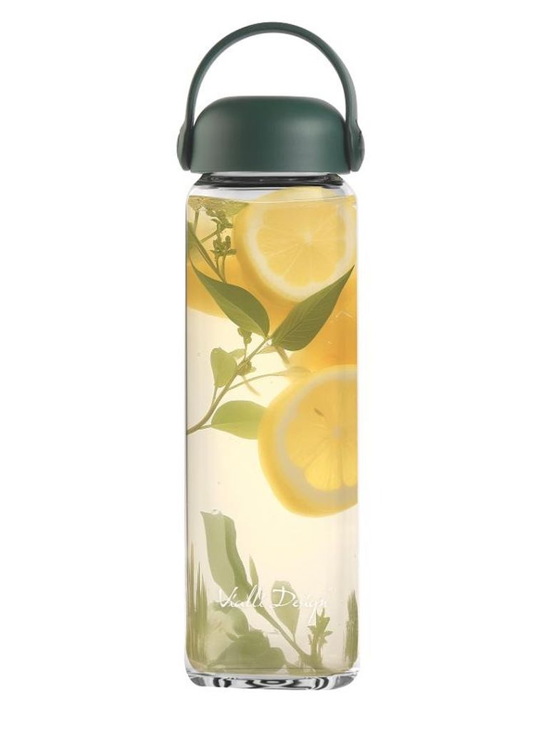 Vialli Design, Fuori, szklana butelka na wodę, zielona, 540 ml