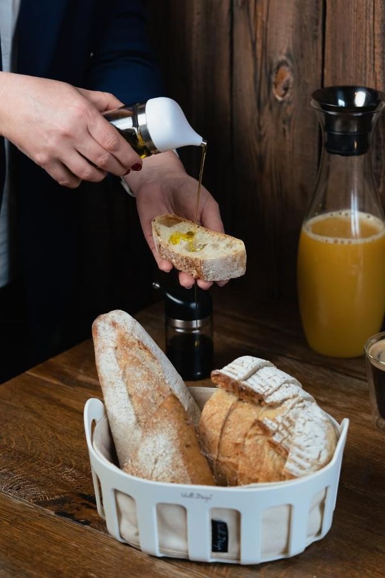 Vialli Design, koszyk na pieczywo z wkładem bawełnianym, Livio biały