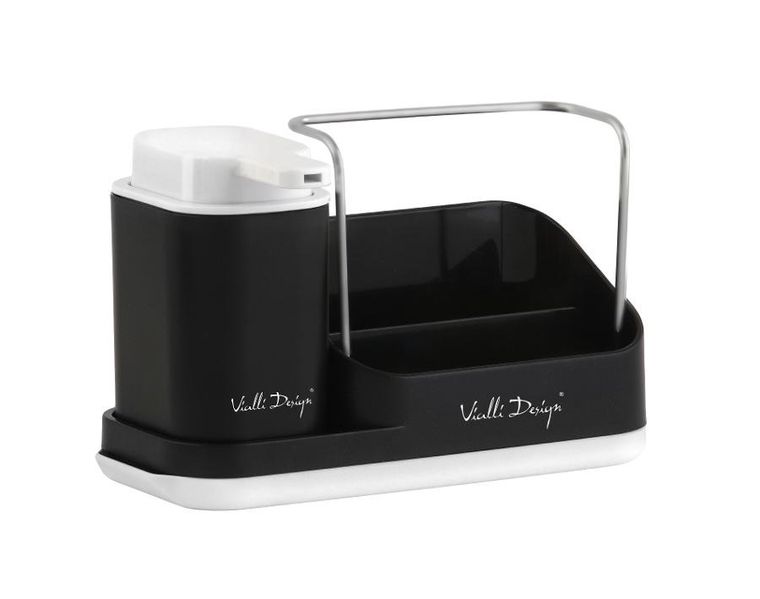 Vialli Design, Livio Duo, organizer kuchenny z dozownikiem na płyn, czarny