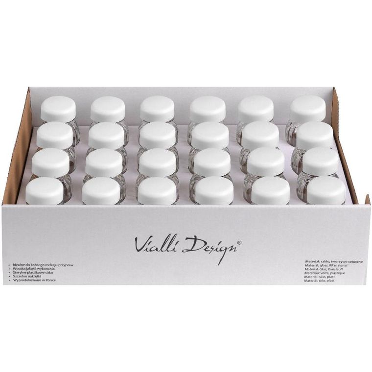 Vialli Design, słoiczki na przyprawy, Vilagio, 24 szt., kolor biały