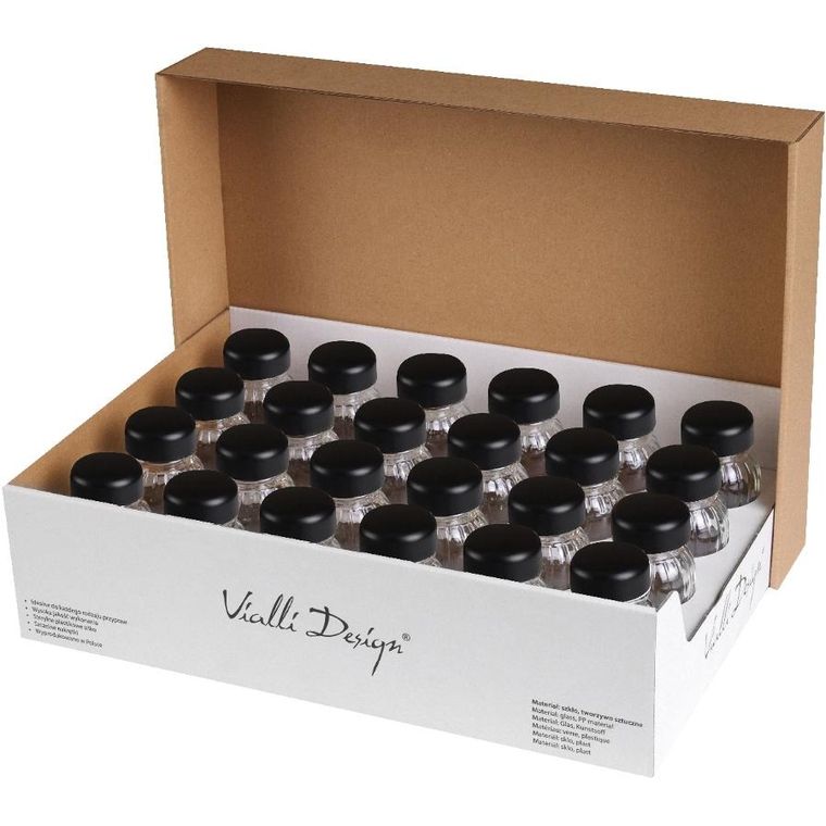 Vialli Design, słoiczki na przyprawy, Vilagio, 24 szt., kolor czarny
