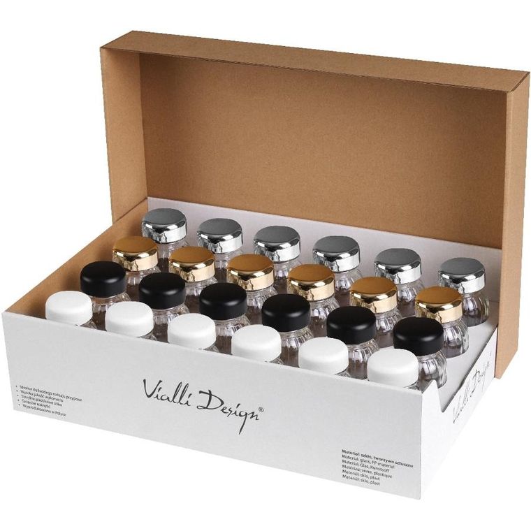 Vialli Design, słoiczki na przyprawy, Vilagio, 24 szt., mix kolorów