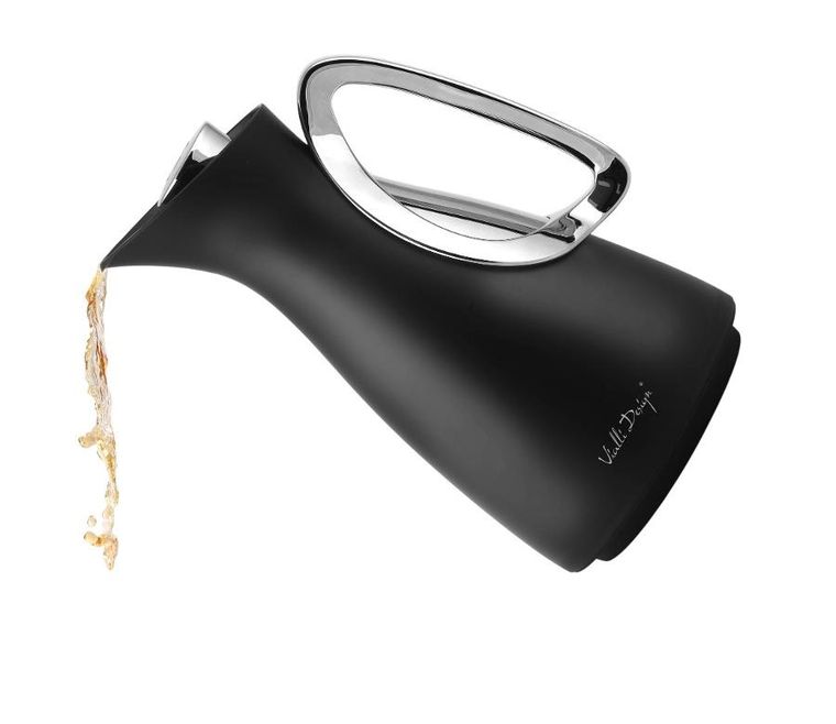 Vialli Design, termos z wkładem szklanym Alessia, 1l, czarno-srebrny