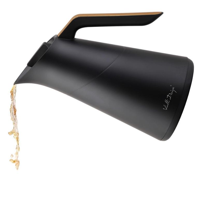 Vialli Design, termos z wkładem szklanym Soho, 1l, czarno-złoty