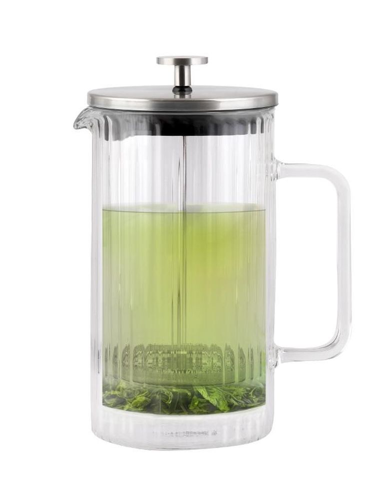 Vialli Design, zaparzacz do kawy i herbaty z podwójną ścianką, 1000 ml, Tulip srebrny mat